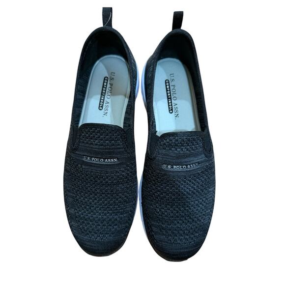 U.S. Polo Ass  Black Heather Grey Memory Foam Slip-On Sneakers - Picture 1 of 9
